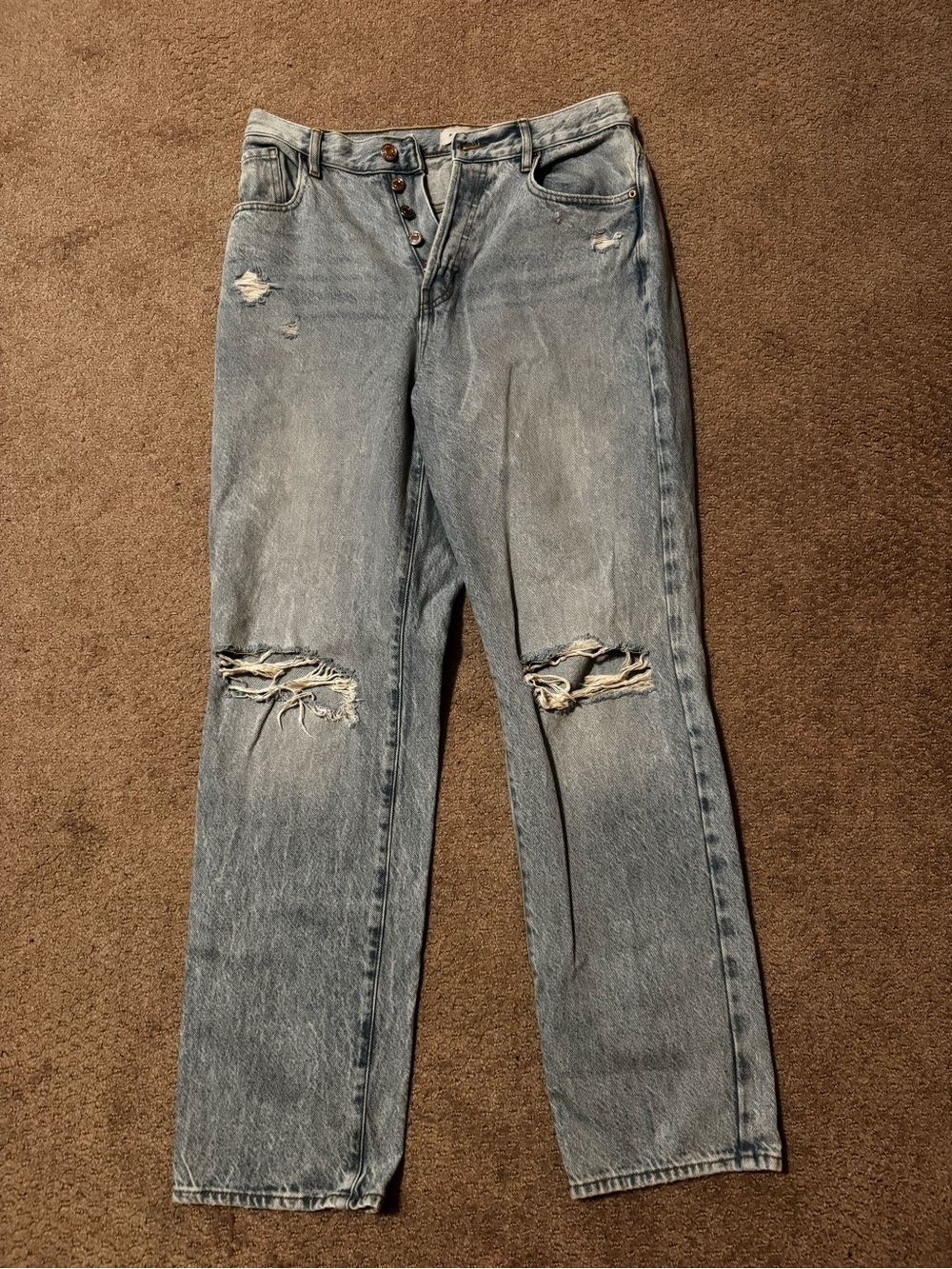 PacSun Women's High Rise Button Fly Light Blue Dad Jeans Size 28